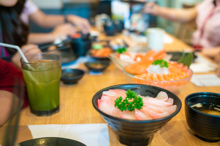 Close-up of drink served on table