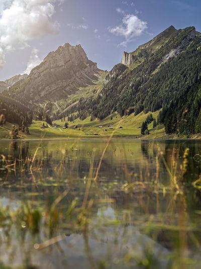 Mountain reflecting scenic in a calm mountain lake