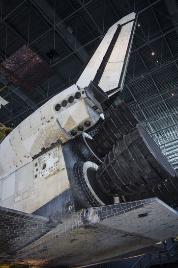 Low angle view of shuttle at museum