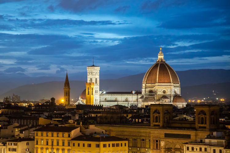 View of florence cathedral at dusk in florence on october 18, 2019