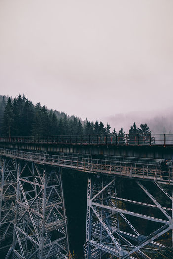 Train on railroad track against sky