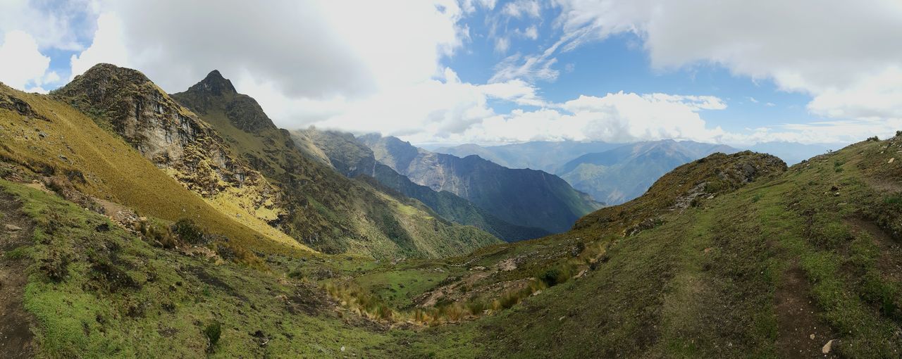 Panoramic view of mountains against sky