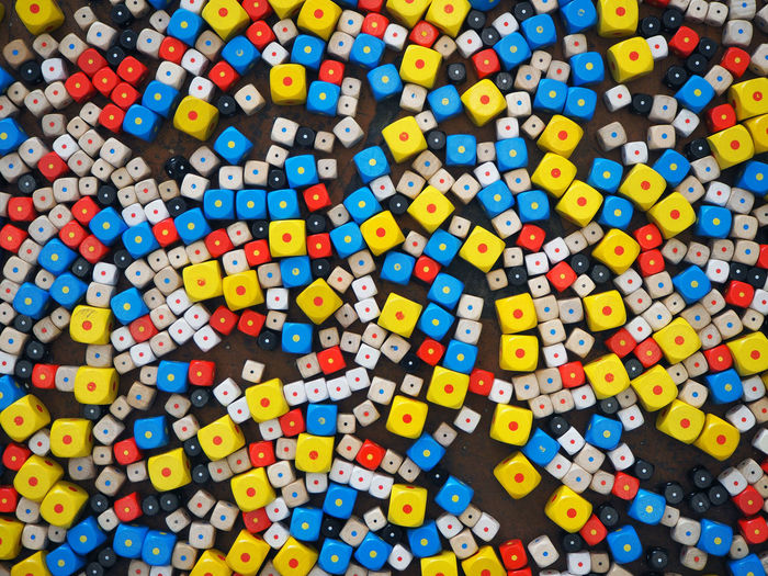 Full frame shot of colorful dices