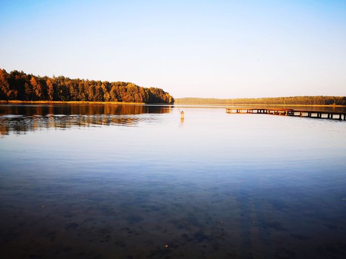 Scenic view of lake against clear sky