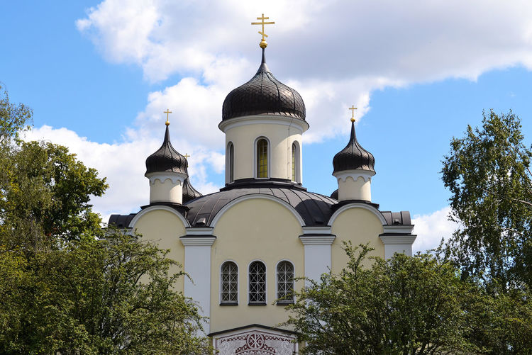 Low angle view of russian orthodox church against sky