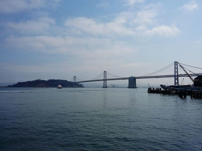 View of golden gate bridge over sea against sky