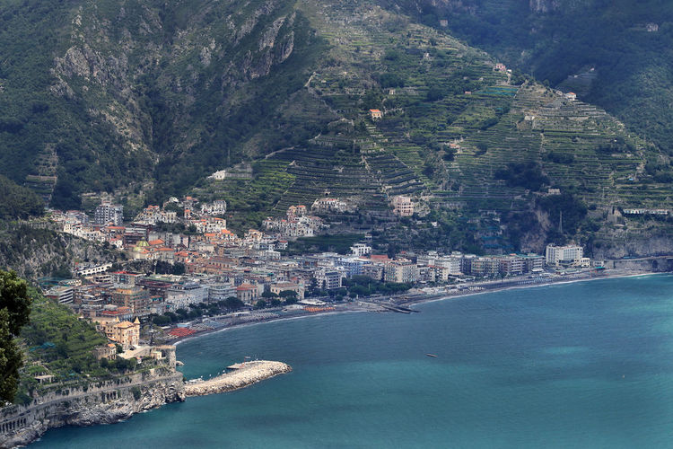 High angle view of maiori, amalfi coast