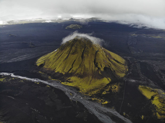 Aerial view of volcano