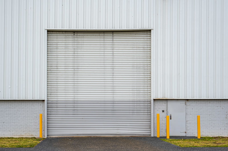 Closed door of industrial building