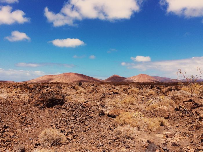 Surface level of desert in timanfaya national park