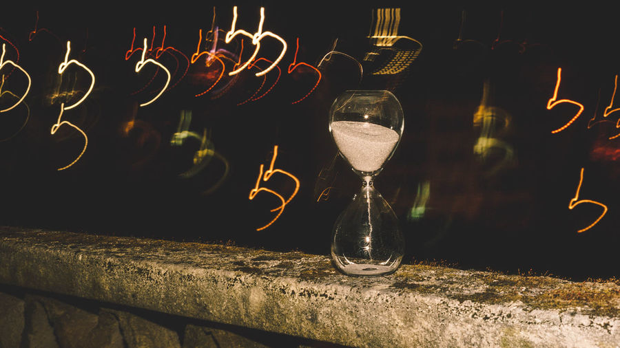Hourglass at night
