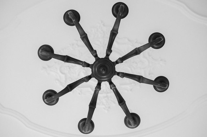 Directly below shot of light fixture on ceiling