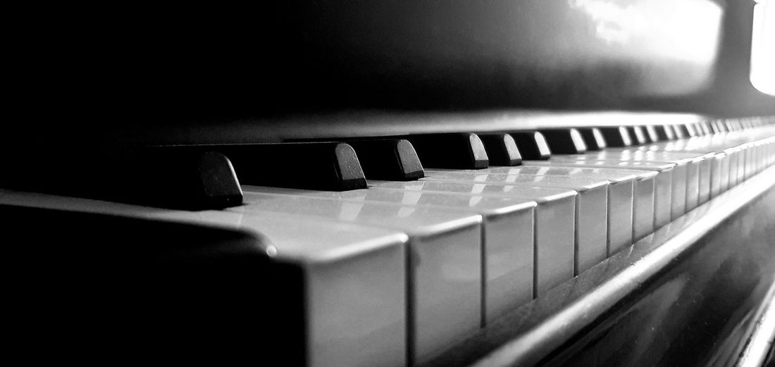 Piano keys in a beautiful black and white tone