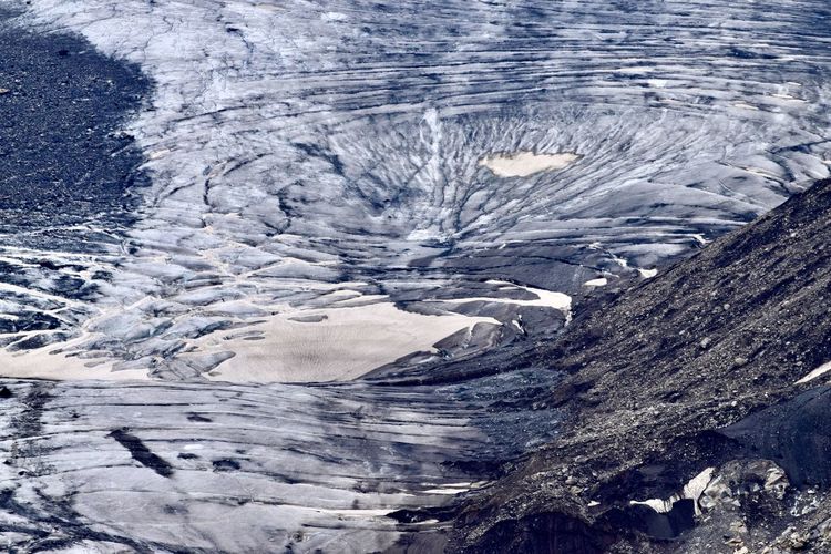 Aerial view of glacier and ice