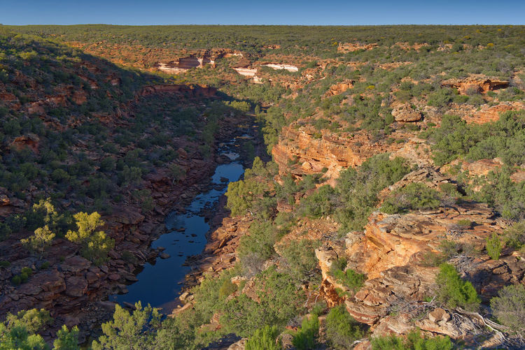 High angle view of rocks on landscape