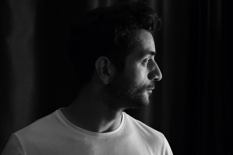 Close-up of man looking away