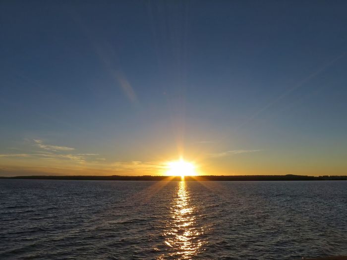 Scenic view of calm sea at sunset