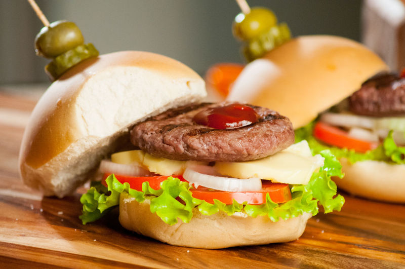 Close-up of burgers