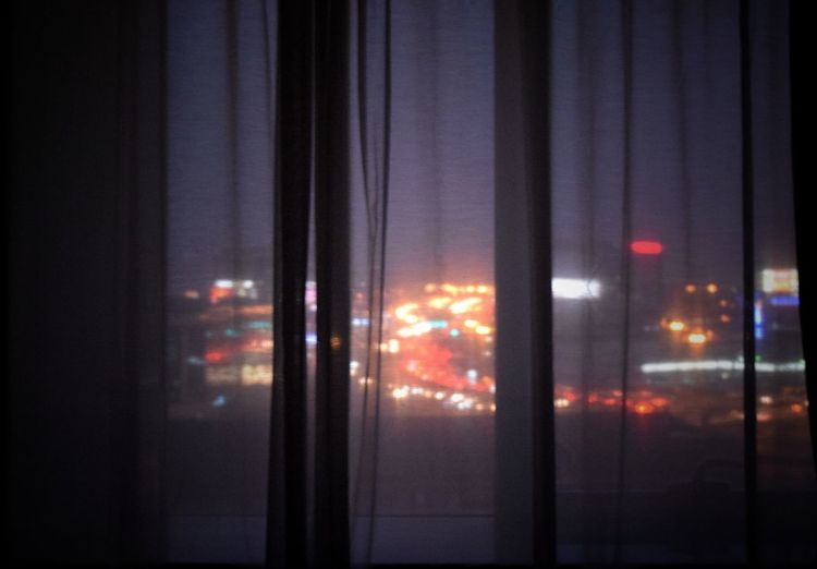 Illuminated window at night