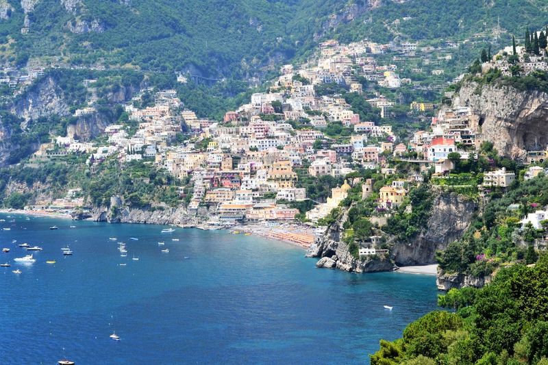 View of italian town of amalfi coast