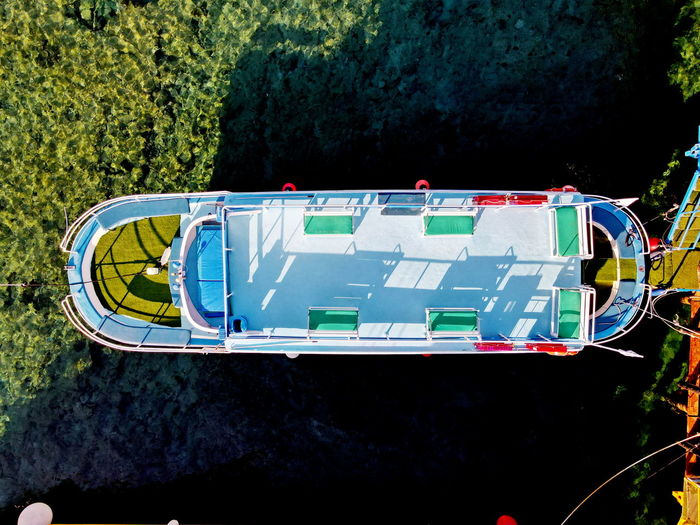 Aerial view of ferry in water