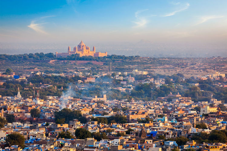Aerial view of jodhpur - the blue city. rajasthan, india
