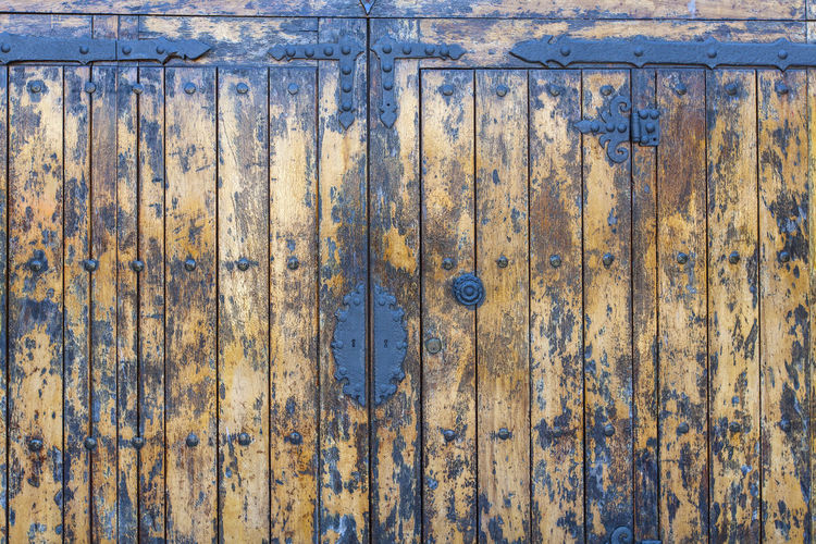 The old antique wooden door
