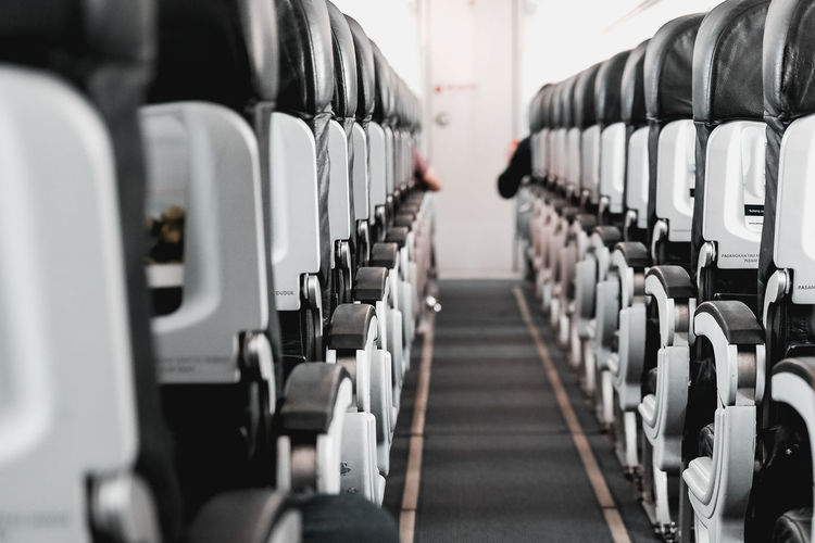 Row of seats in airplane