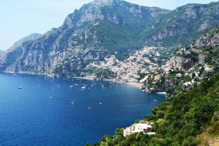 View of italian town of amalfi coast