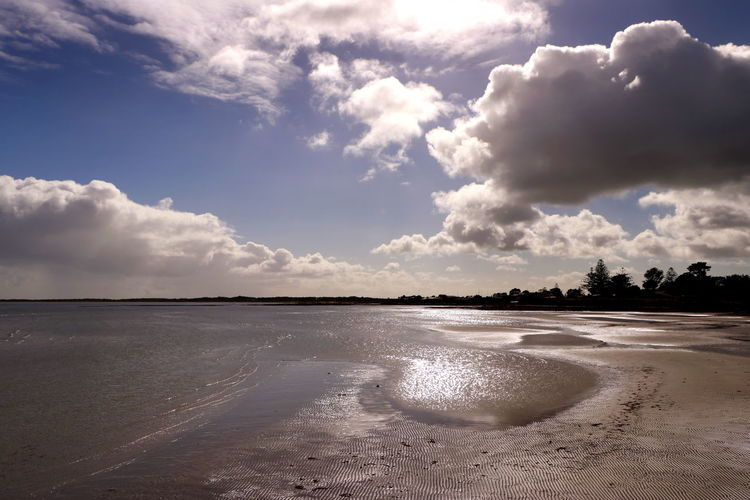 Scenic view of beach against sky