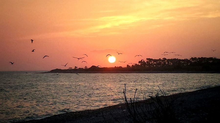 Scenic view of sunset over sea