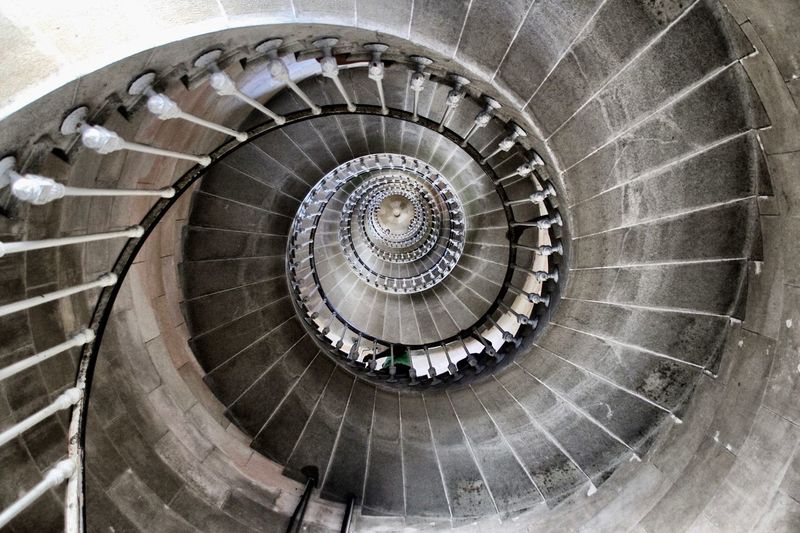 High angle view of spiral staircase