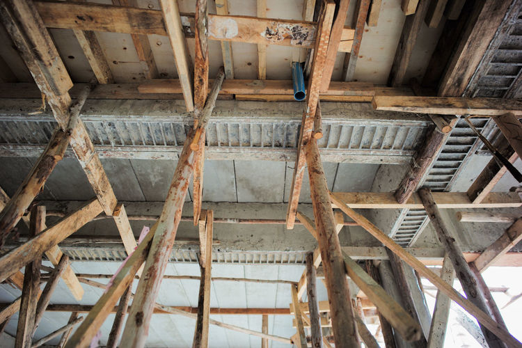Perspective of structure inside the house under ceiling and installation of water supply system