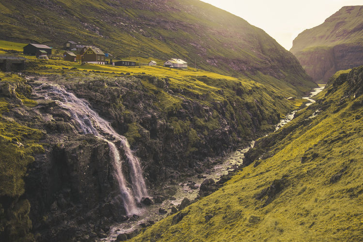 Scenic view of waterfall