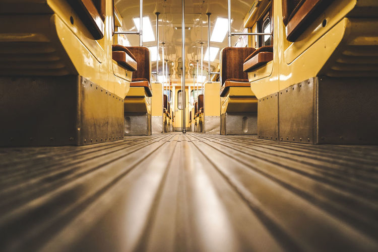 Aisle in empty train