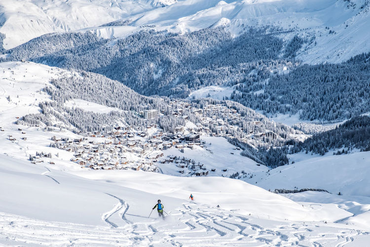Scenic view of snowcapped landscape during winter