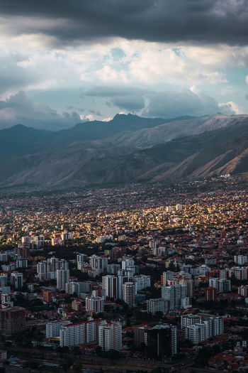 Areal view of the northern side of the city of cochabamba, bolivia located in south america