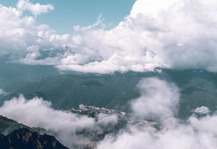 Aerial view of sea against sky