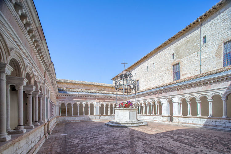 The romanesque cloister of the abbey of sassovivo of the thirteenth century, foligno, umbria