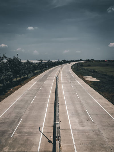 High angle view of empty road against sky