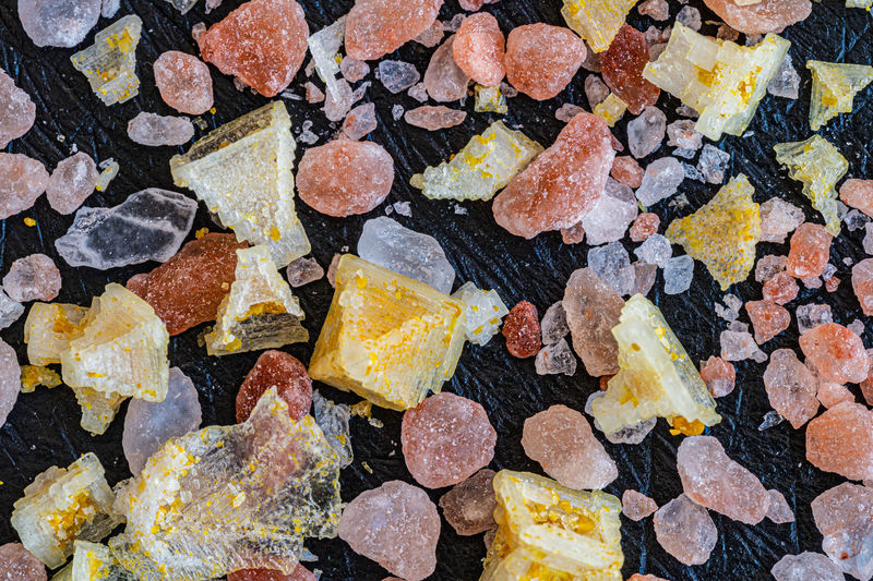 Full frame shot of multi colored salt gems