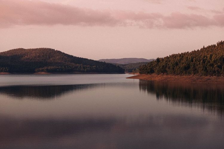 Scenic view of lake against sky
