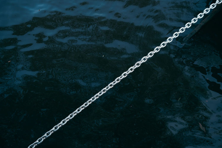 High angle view of chain over river