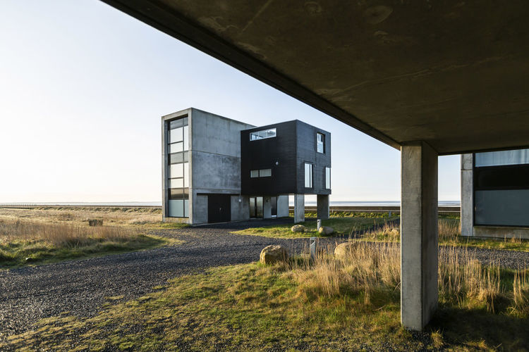 Denmark, romo, gravel driveway and modern summer houses