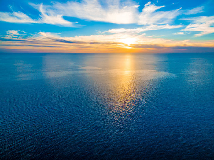Scenic view of seascape against sky during sunset