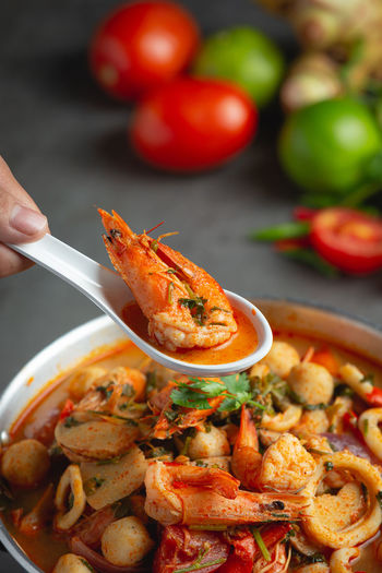 Close-up of food in bowl on table