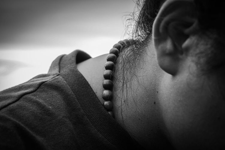 Close-up portrait of woman hand