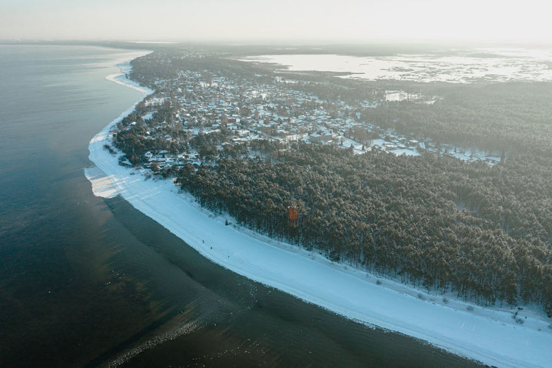 High angle view of beach against sky