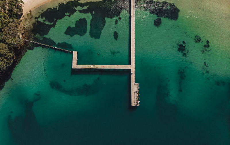 Aerial view of pier over sea