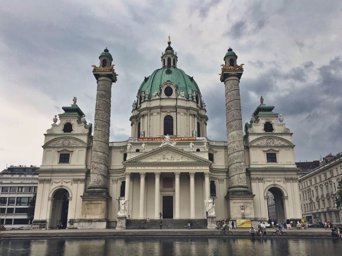 Low angle view of cathedral against cloudy sky